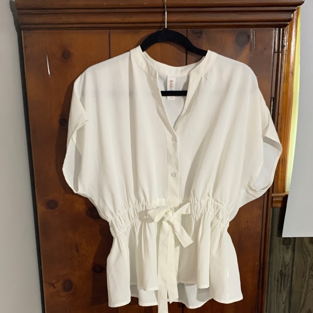 Goldie White Blouse with Tie Waist